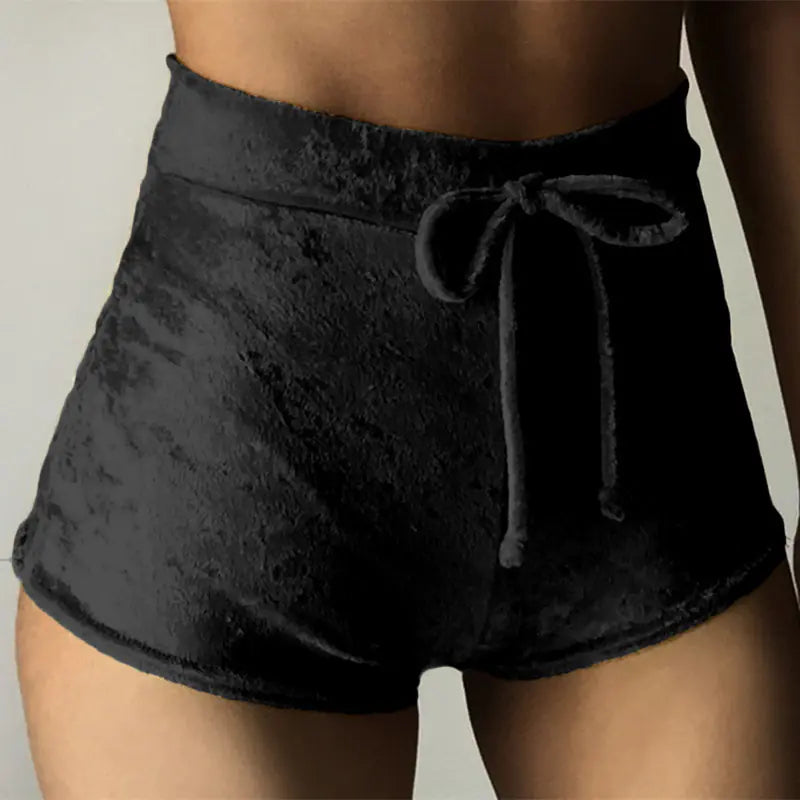 Fleece Drawstring Pleated Sports Shorts