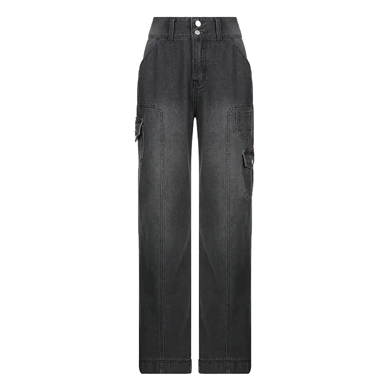 High Rise Loose Pocket Wide Leg Fashion Pants
