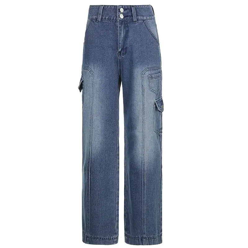 High Rise Loose Pocket Wide Leg Fashion Pants